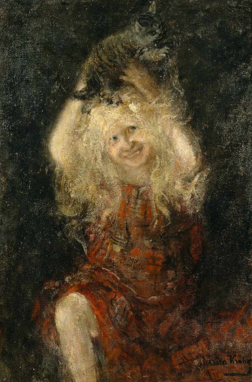 Ragazza con gatto da Oda Krohg