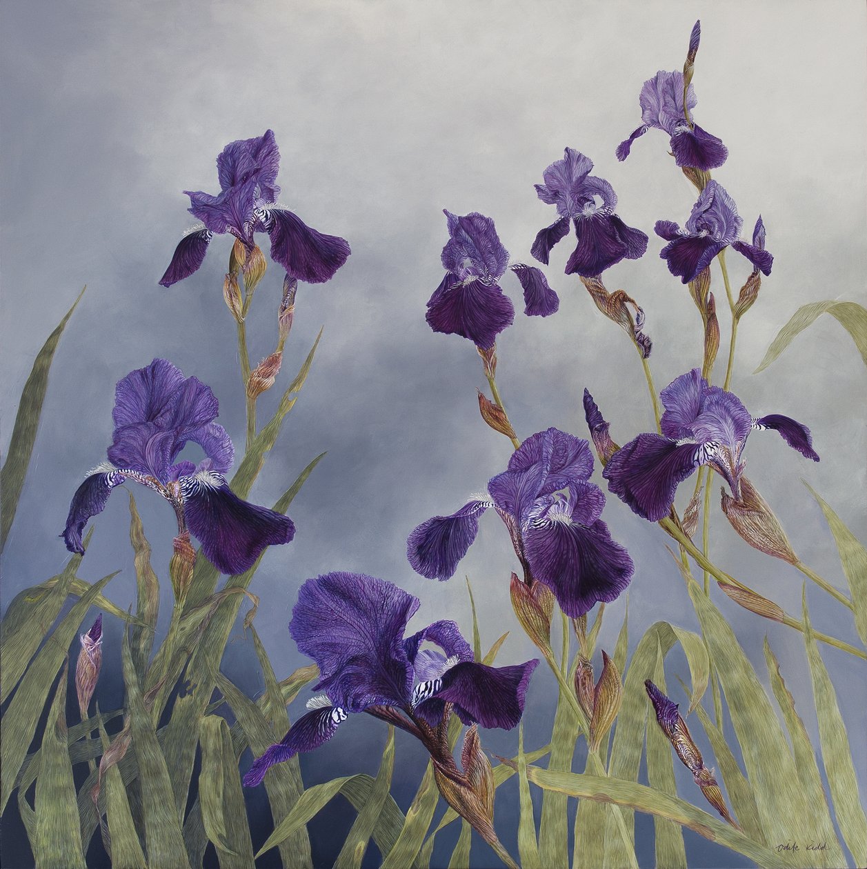Iris hybrida, 2015 (acrilico su legno gesso) da Odile Kidd