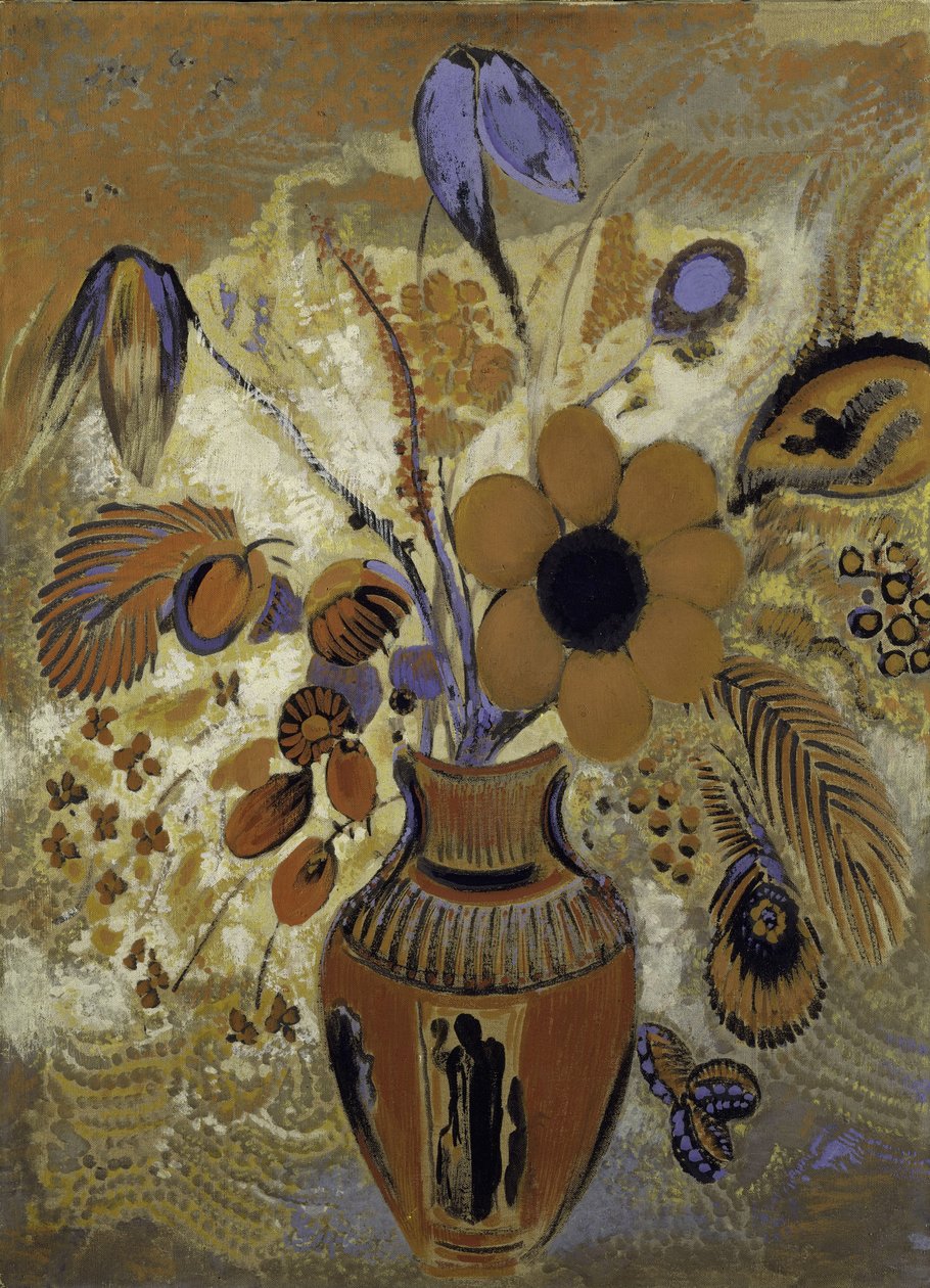 Vaso etrusco con fiori, 1900-10 da Odilon Redon