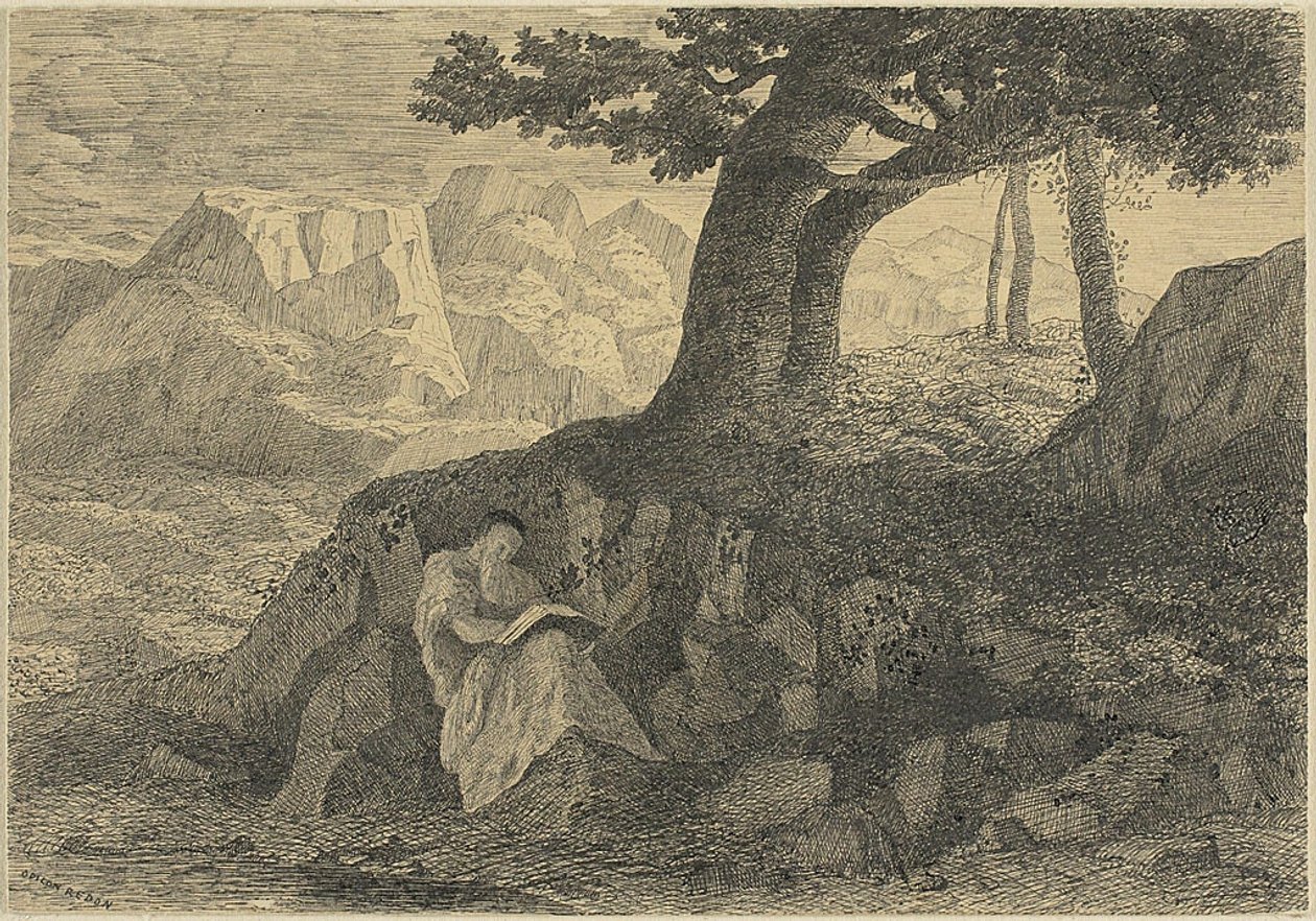 Eremita nel paesaggio da Odilon Redon