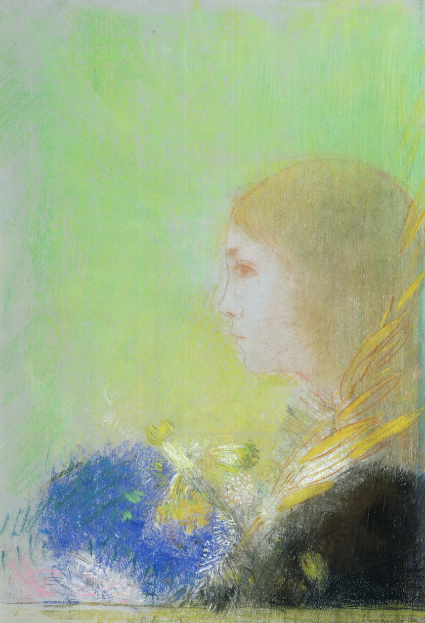 Profilo di giovane ragazza da Odilon Redon