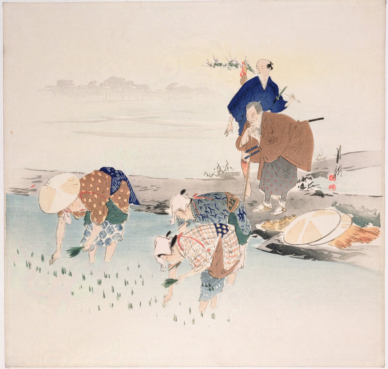 Piantagione di riso da Ogata Gekko