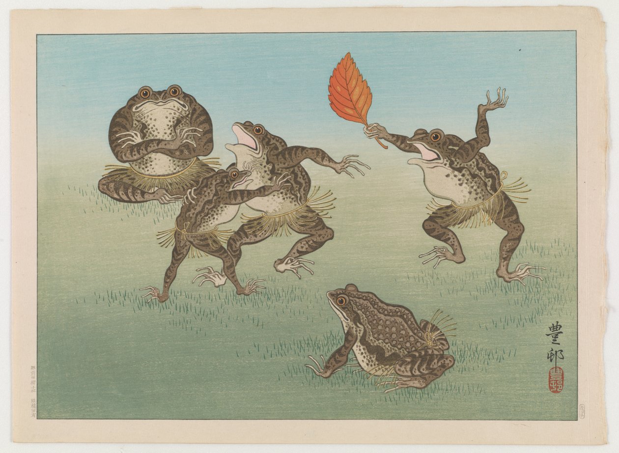 Rane che fanno sumo, c.1930 da Ohara Koson