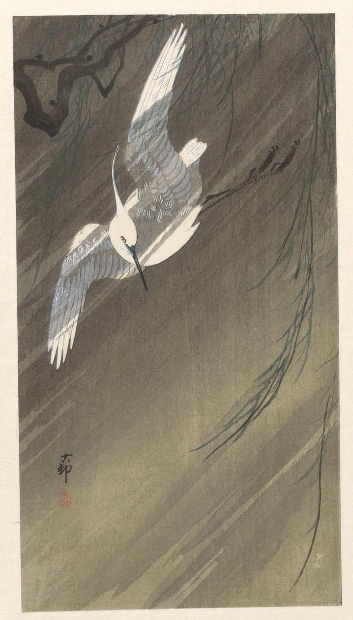Airone in una tempesta da Ohara Koson