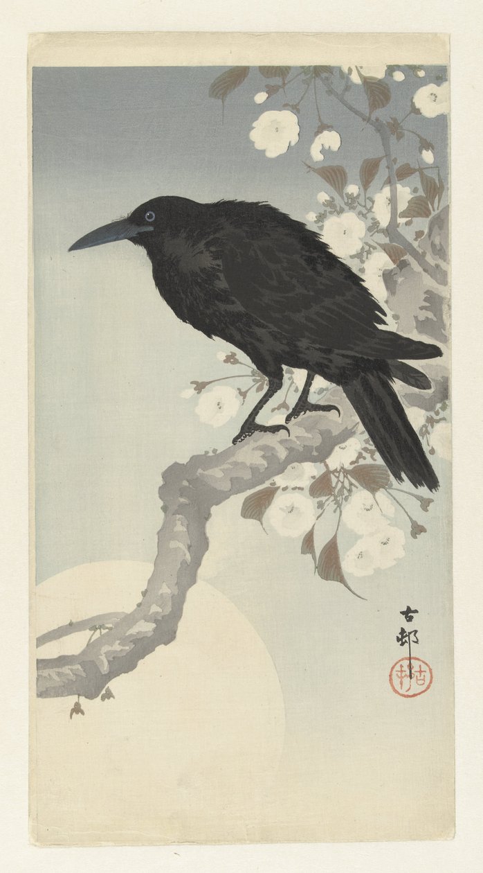 Corvo alla luna piena da Ohara Koson