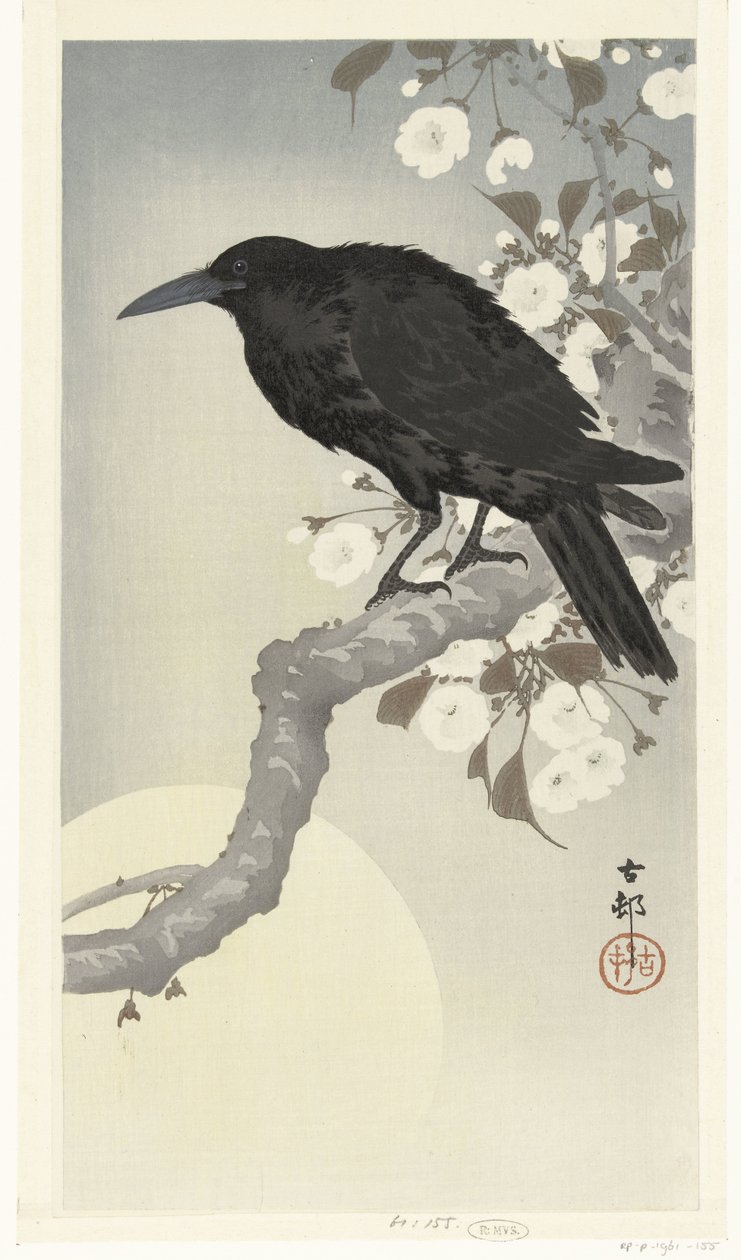 Corvo alla luna piena da Ohara Koson