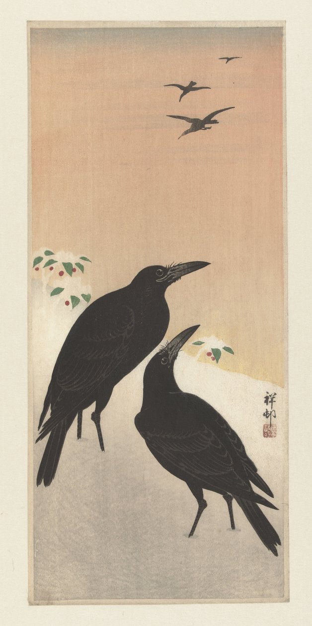 Corvi nella neve da Ohara Koson