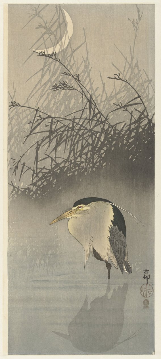 Airone alla nuova luna da Ohara Koson