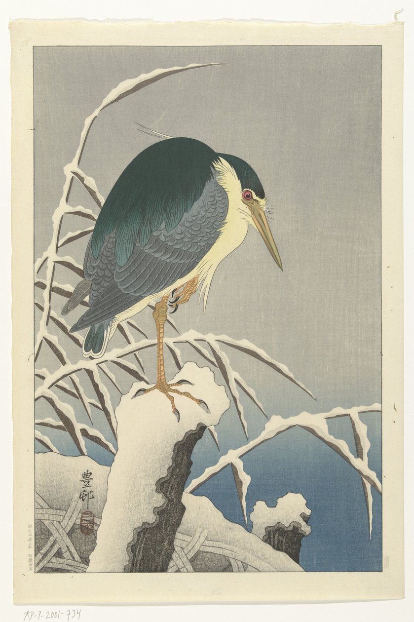 Airone nella neve da Ohara Koson