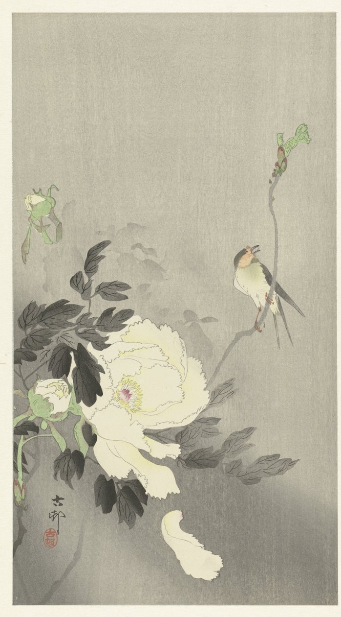 Rondine con peonia da Ohara Koson