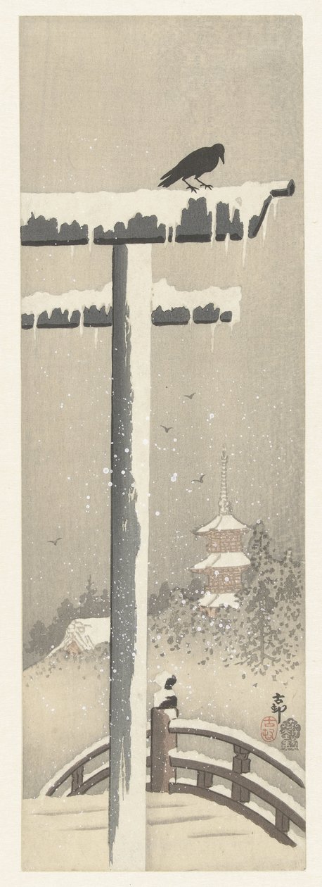 Torii nella neve da Ohara Koson
