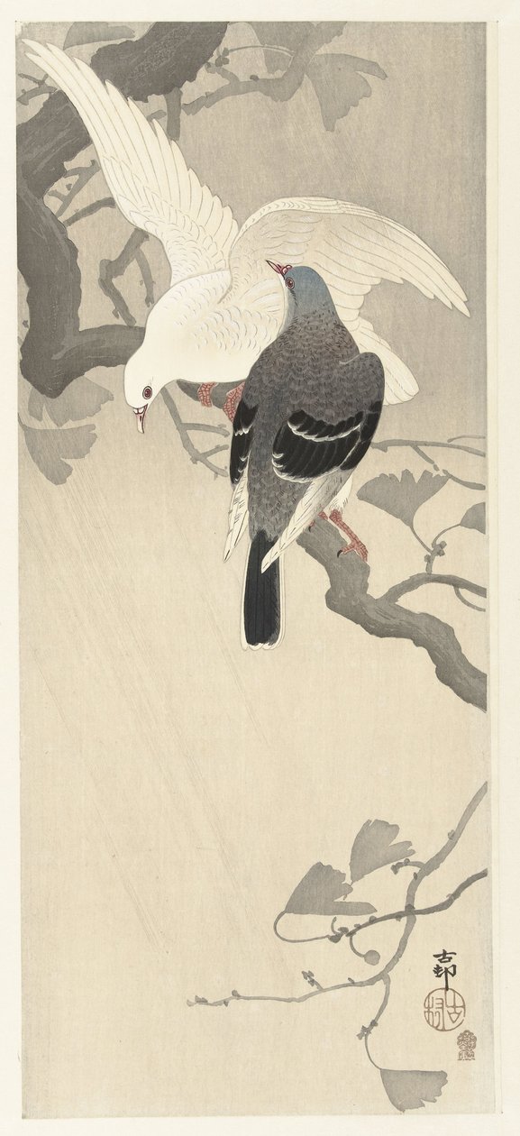 Due colombe su un ramo da Ohara Koson