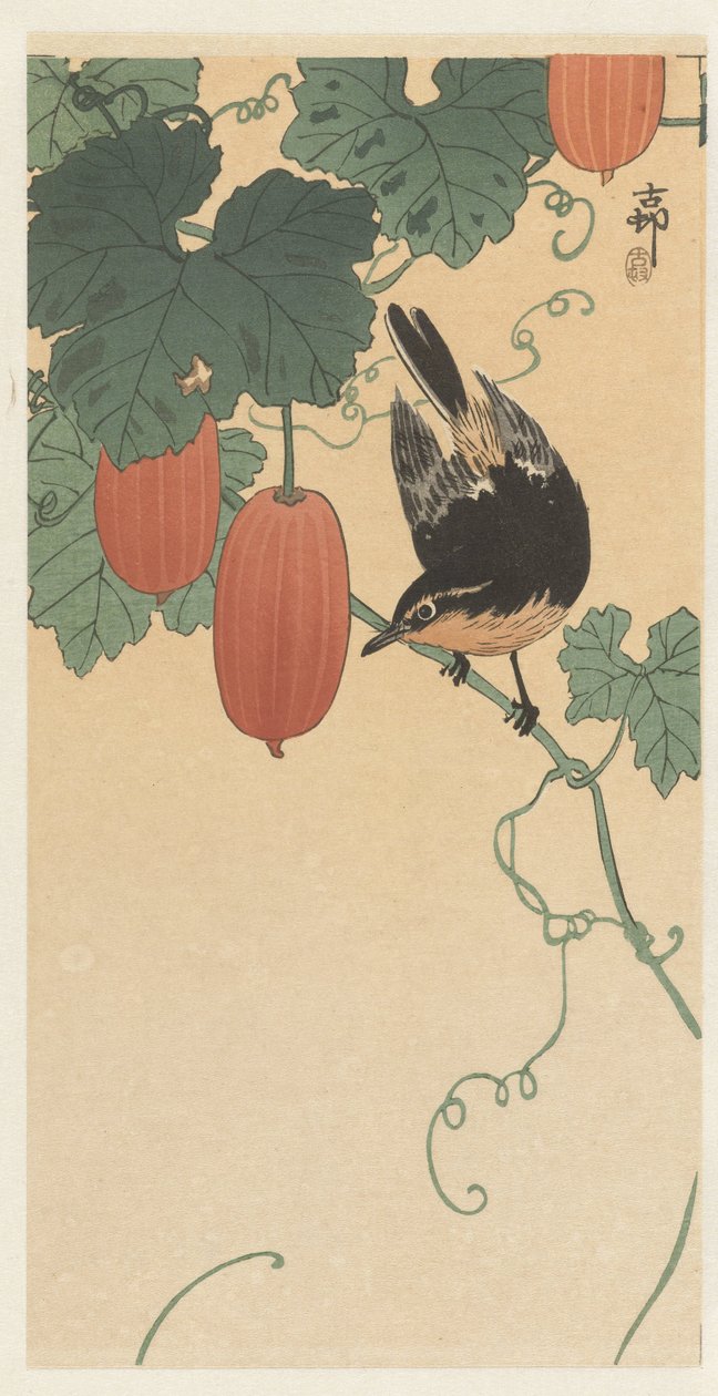 Uccello e cachi da Ohara Koson