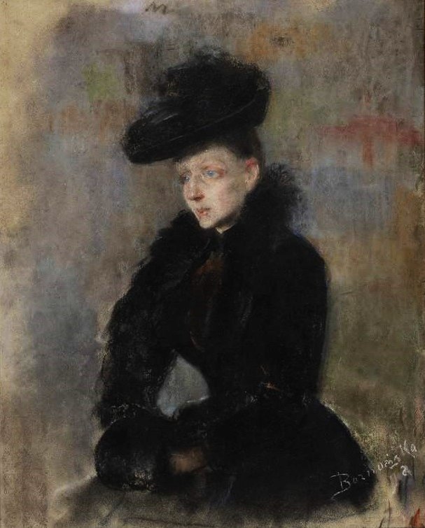 Una donna con un cappello nero da Olga Boznanska
