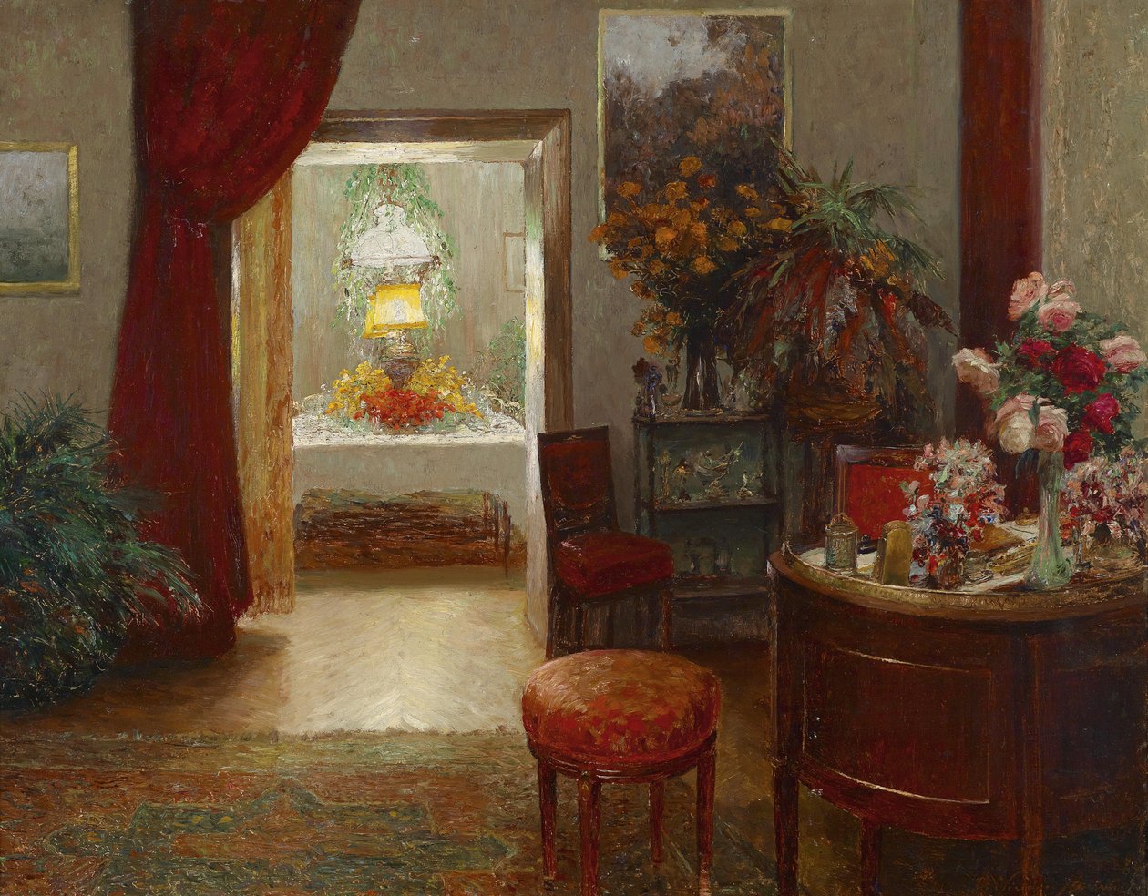 Interno con vista su una tavola festosamente apparecchiata da Olga Wisinger Florian