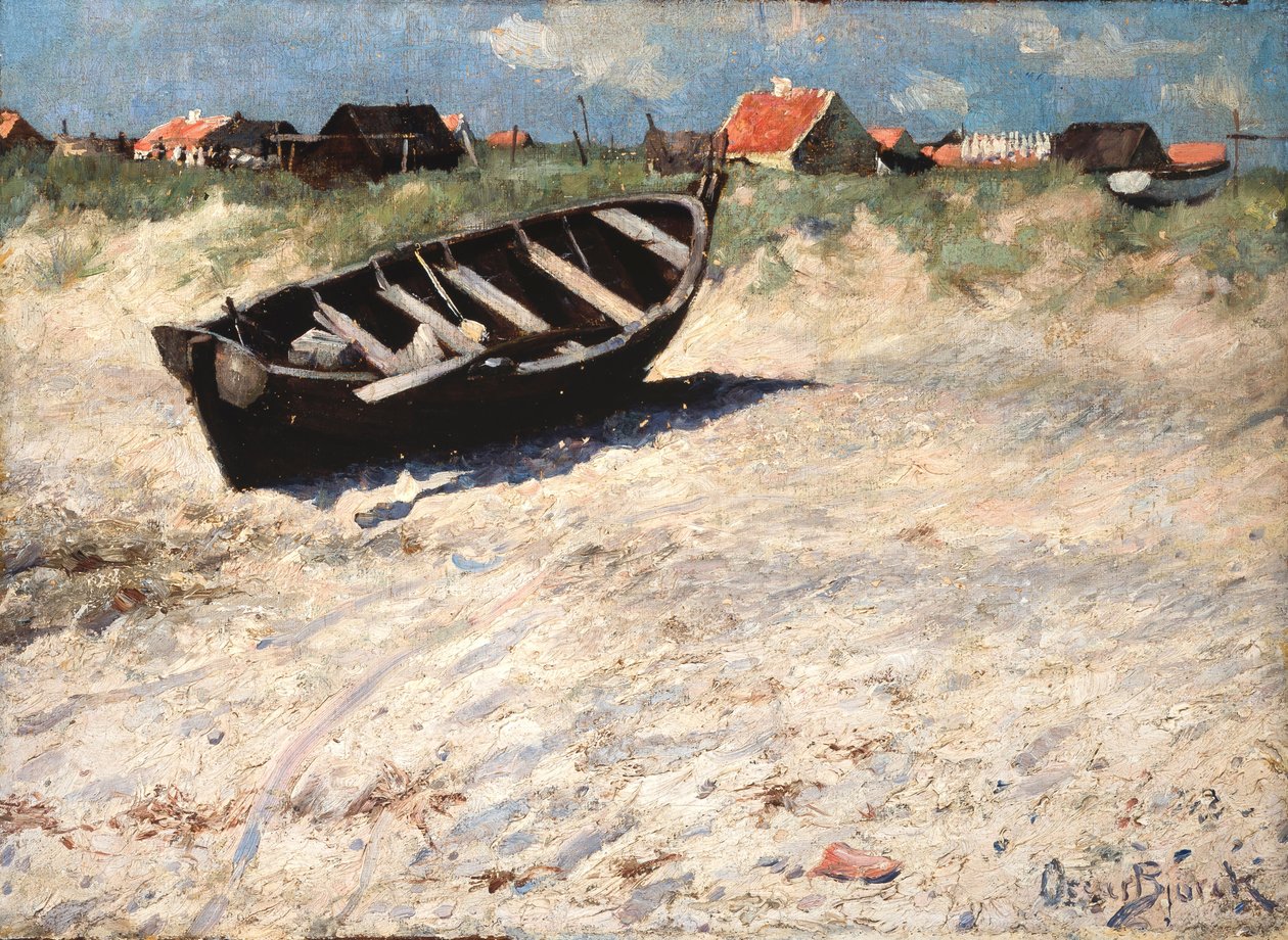 Barca alla spiaggia sud di Skagens da Oscar Gustaf Bjorck