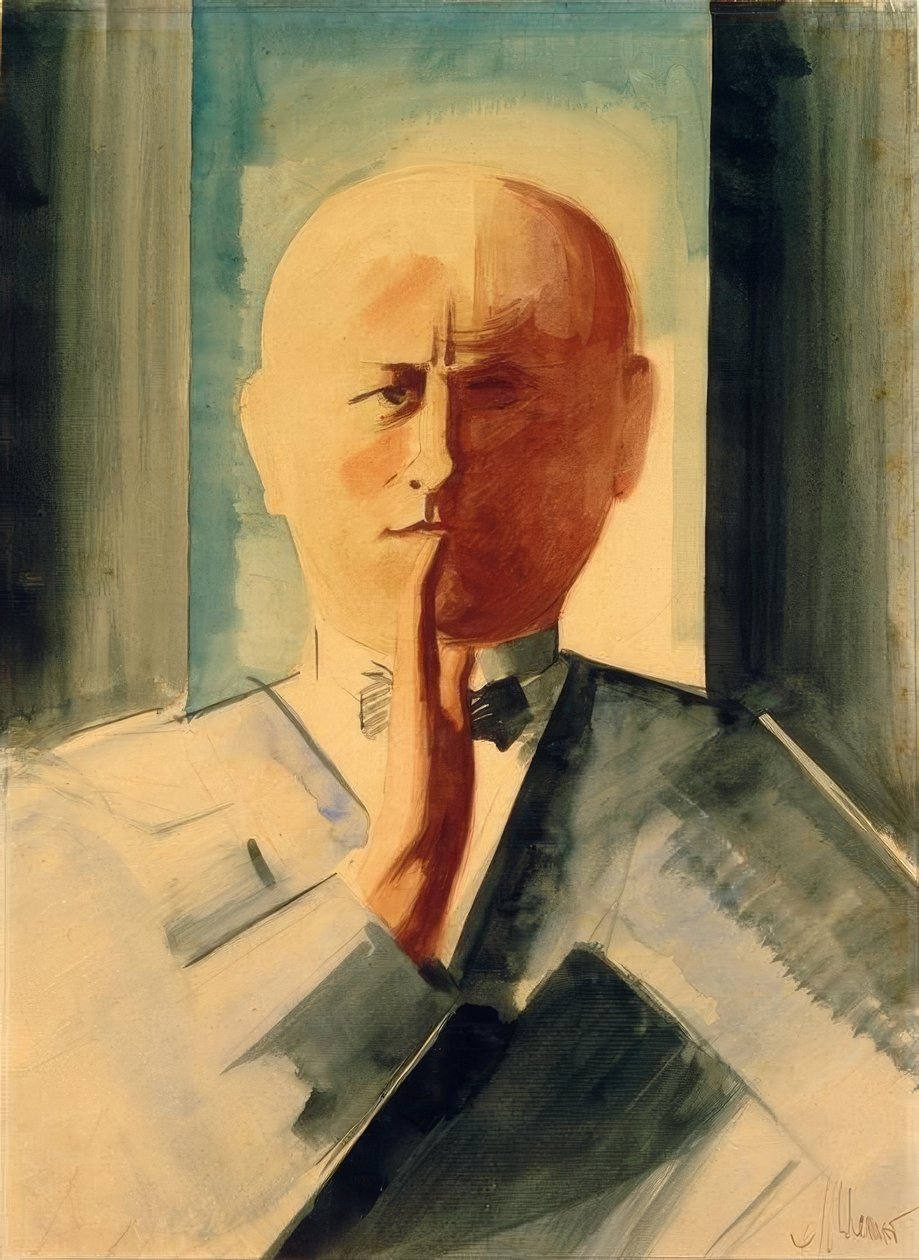 Autoritratto con mano alzata da Oskar Schlemmer