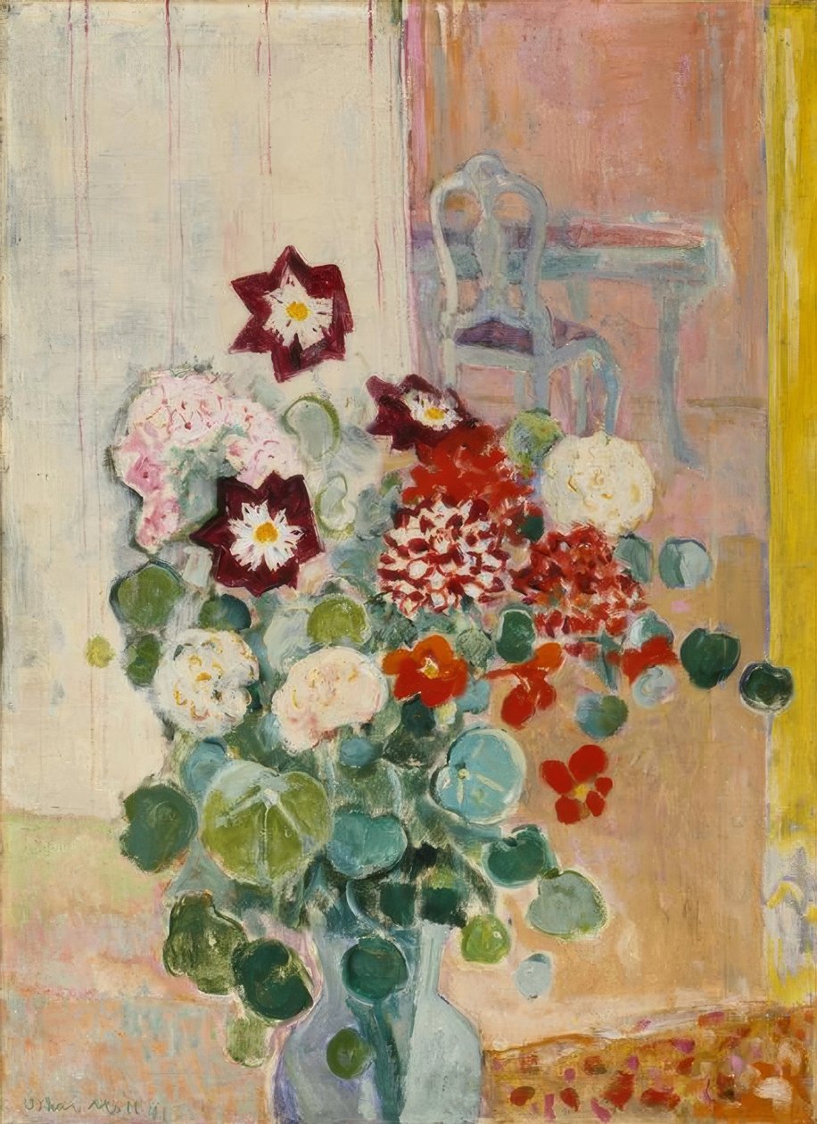 Mazzo di fiori con dalie e crescione da Oskar Moll