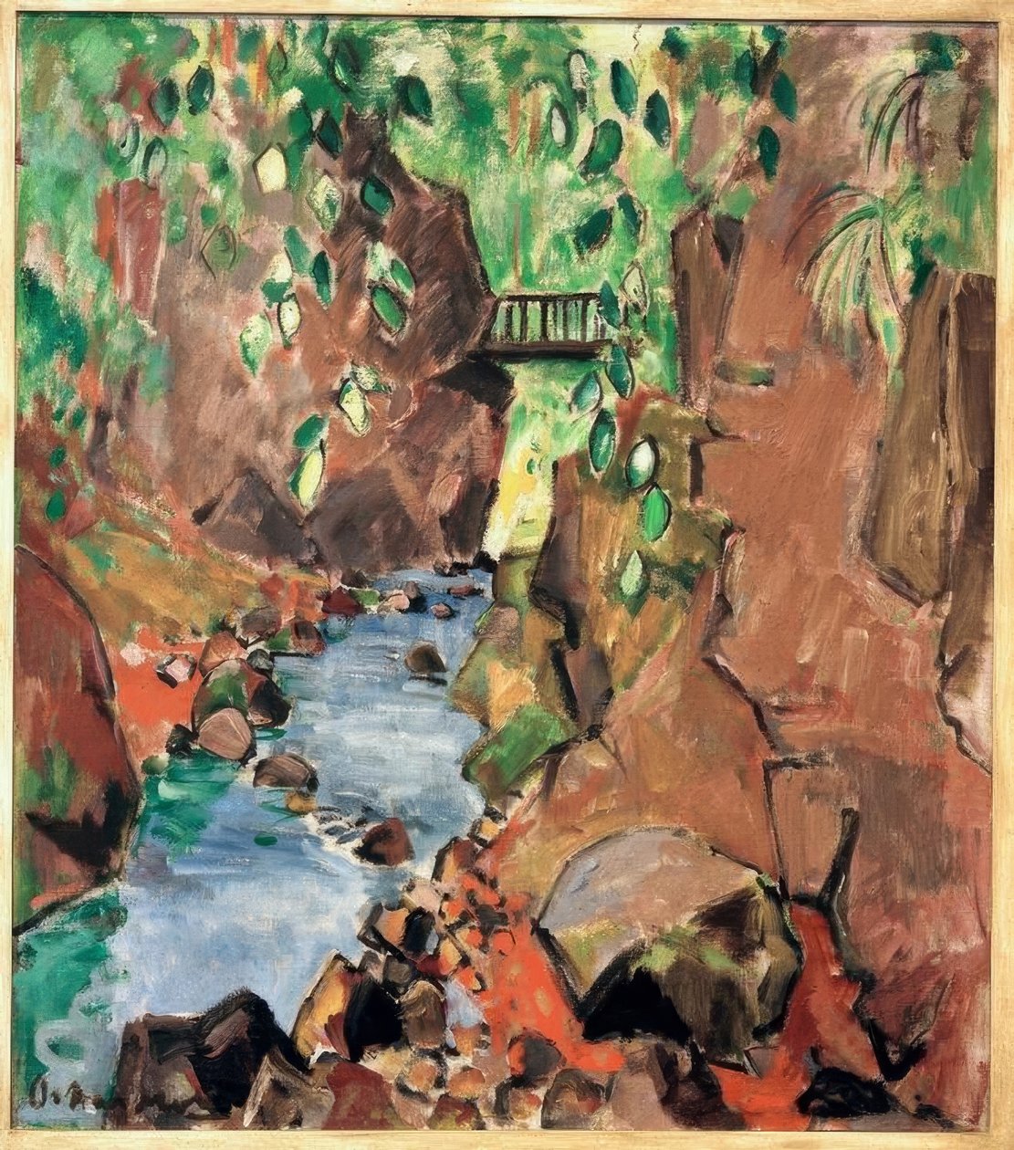 Cascata di Wölfels con ponte da Oskar Moll