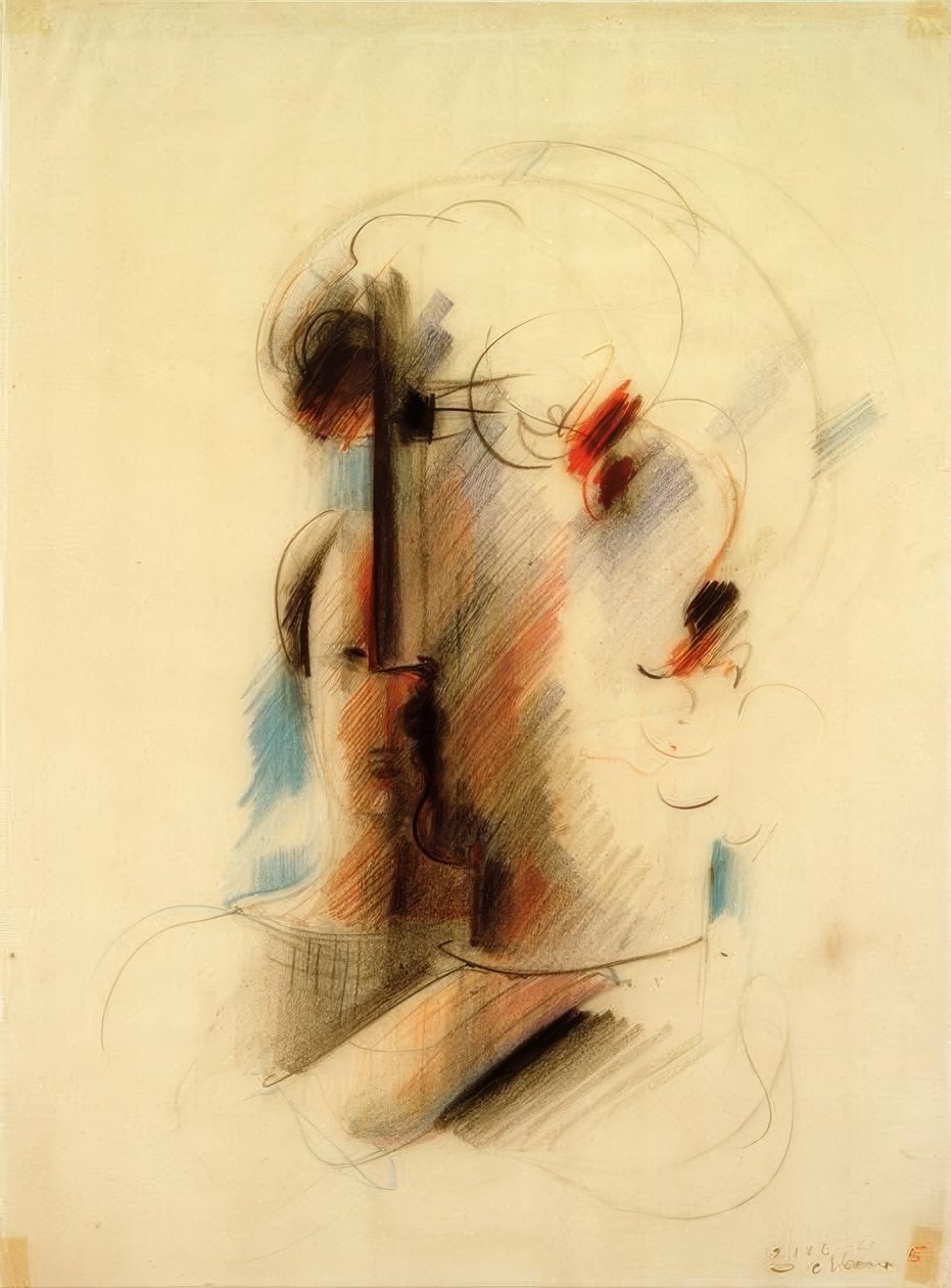 Grande testa a sinistra e piccola testa da Oskar Schlemmer