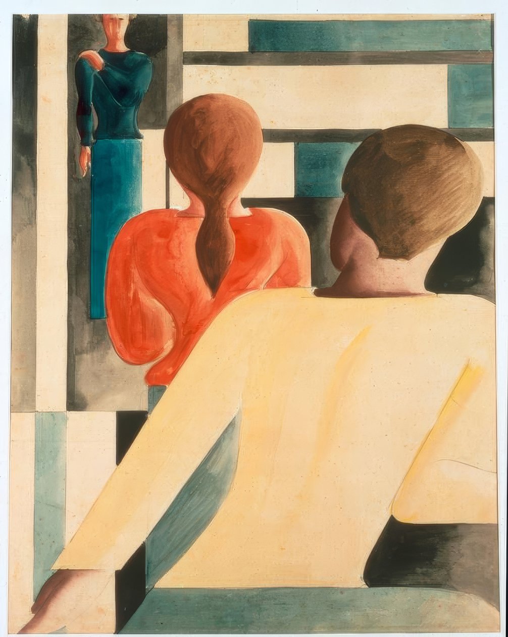 Interno in blu, giallo e rosso da Oskar Schlemmer