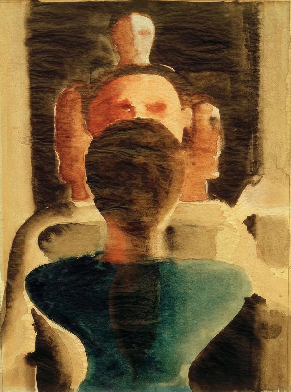 Gruppo concentrico con figura femminile di schiena da Oskar Schlemmer