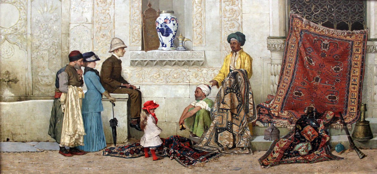 Venditore di tappeti persiani sulla strada da Osman Hamdi Bey