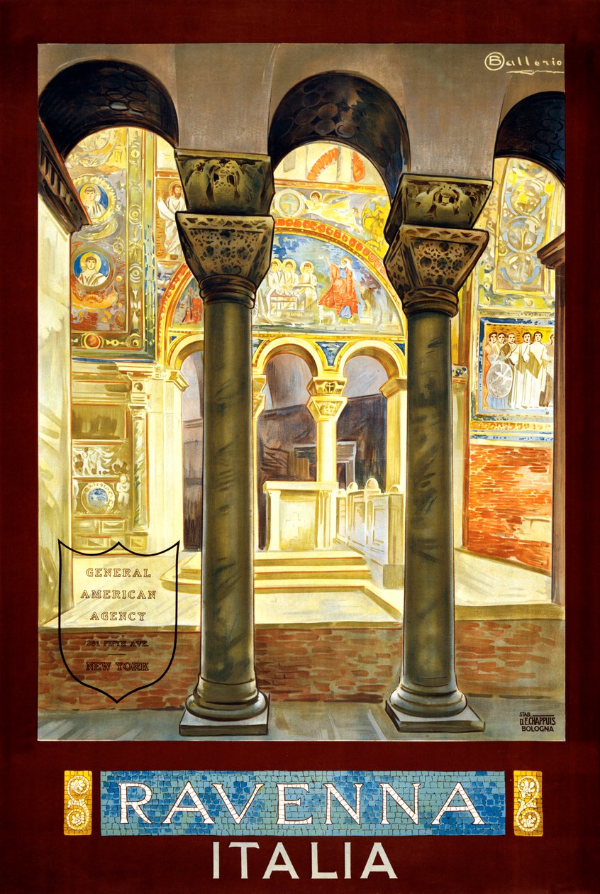 Poster di viaggio di Ravenna, c.1925 da Osvaldo Ballerio