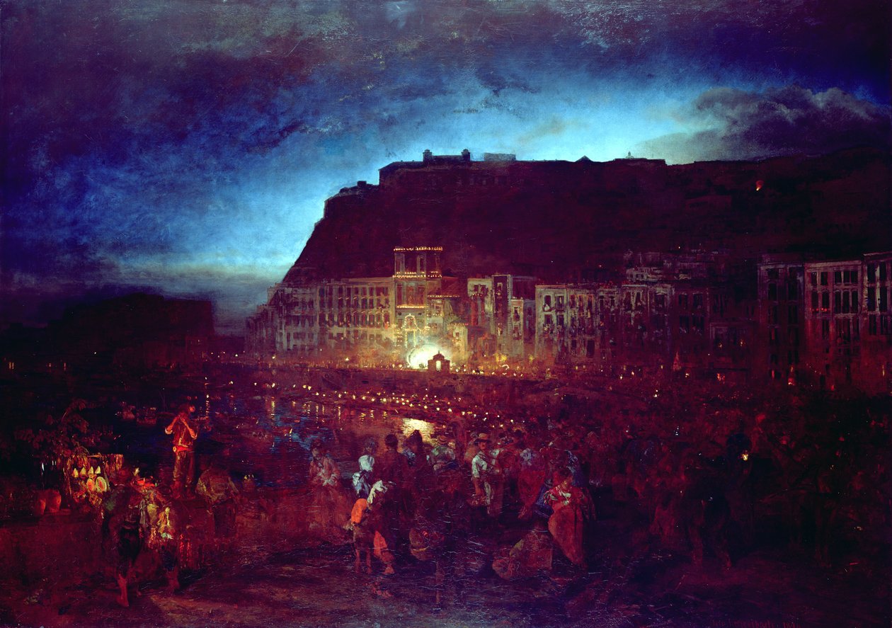 Festa di Santa Lucia a Napoli, 1874 da Oswald Achenbach