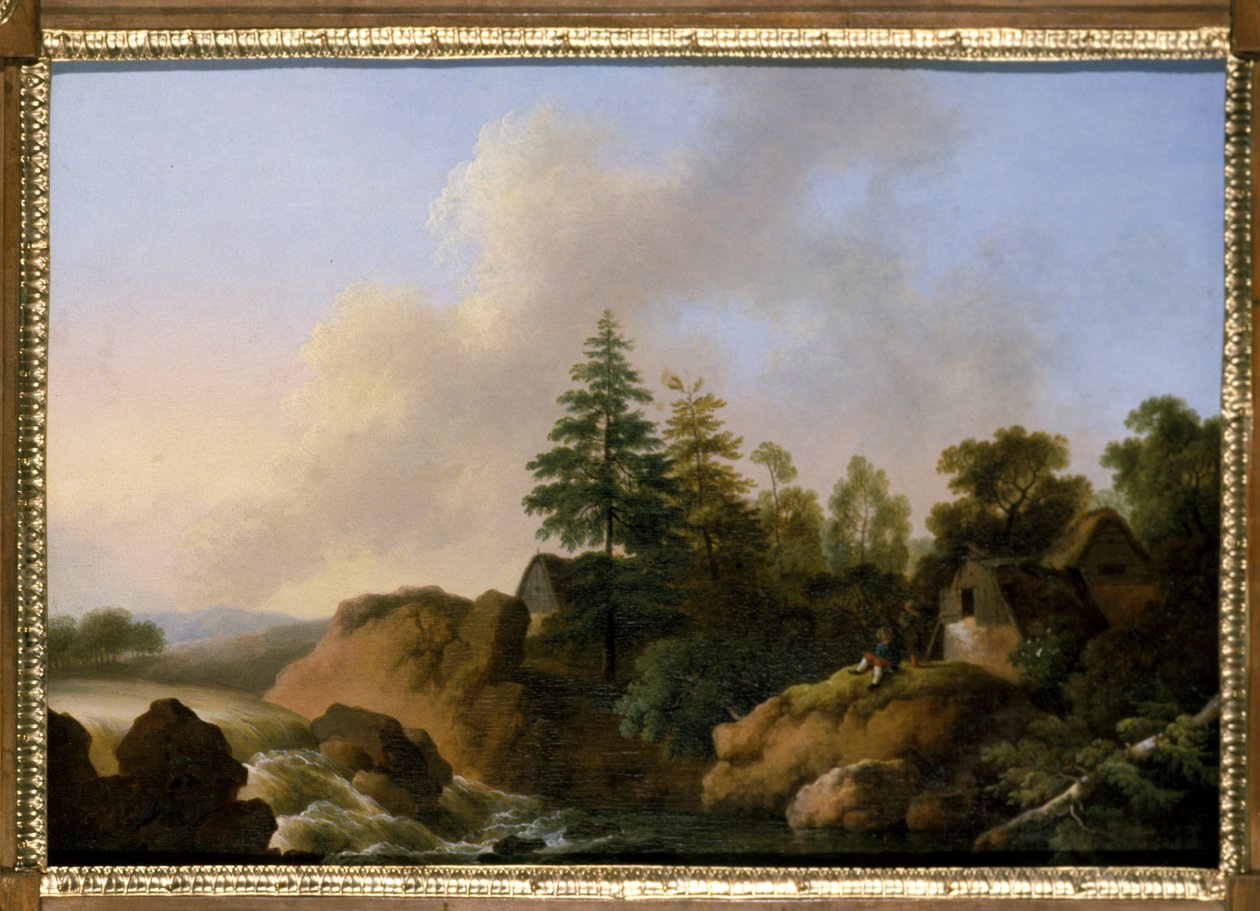 Paesaggio montuoso con cascata da Otto Wagner