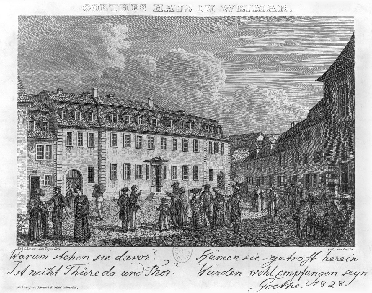 La casa di Johann Wolfgang von Goethe (1749-1832) a Weimar, incisa da Ludwig Schutze (1807-72) 1827-28 da Otto Wagner
