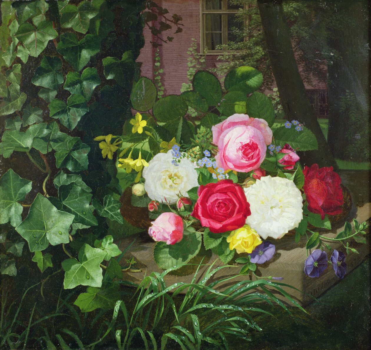 Rose su un davanzale di pietra da Otto Didrik Ottesen