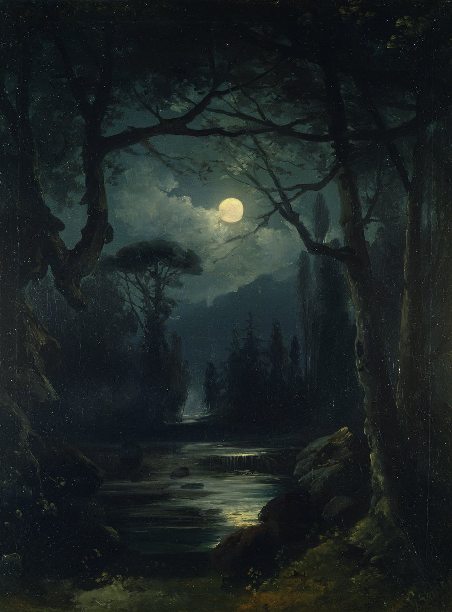 Scena di Bosco al Chiaro di Luna da Ottoman School