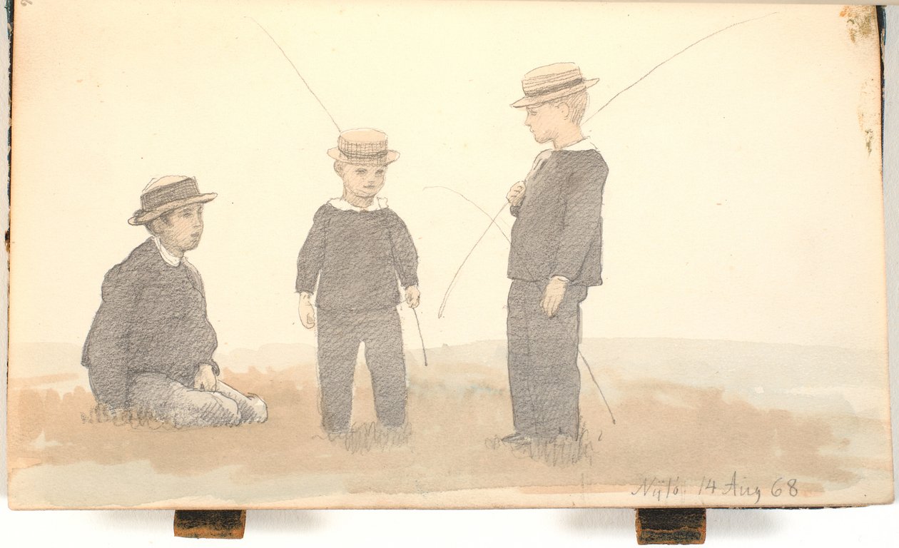 Tre ragazzi con cappelli di paglia da P.C. Skovgaard