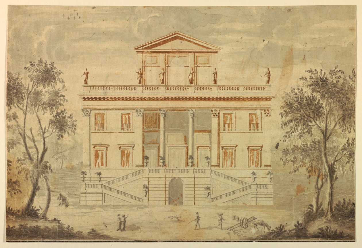 Disegno, prospetto di una villa, 1750-70 da Paolo Posi