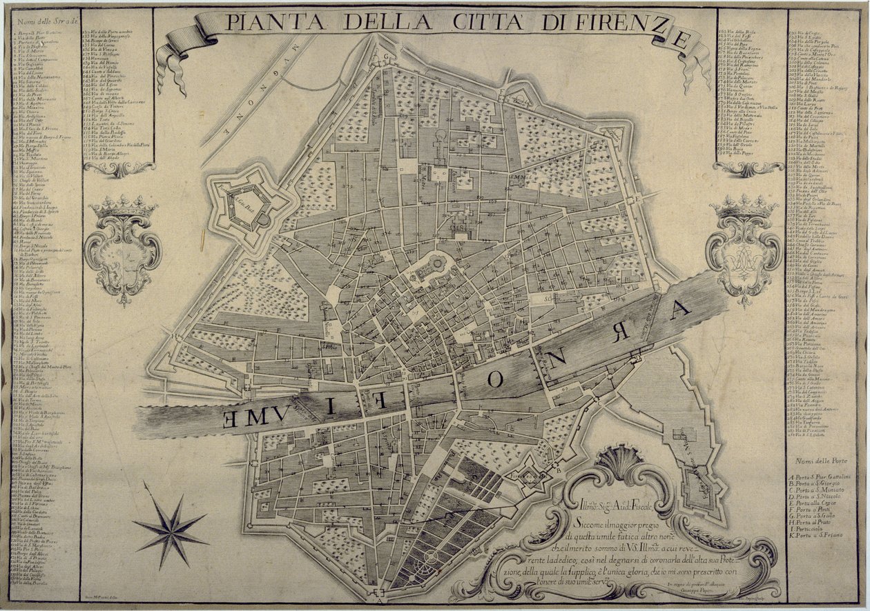 Mappa di Firenze, 1730 da Papini