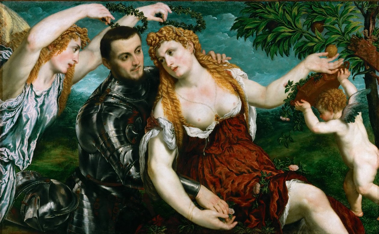 Allegoria (Marte, Venere, Vittoria e Cupido) Venere, Marte e Cupido incoronati dalla Vittoria da Paris Bordone