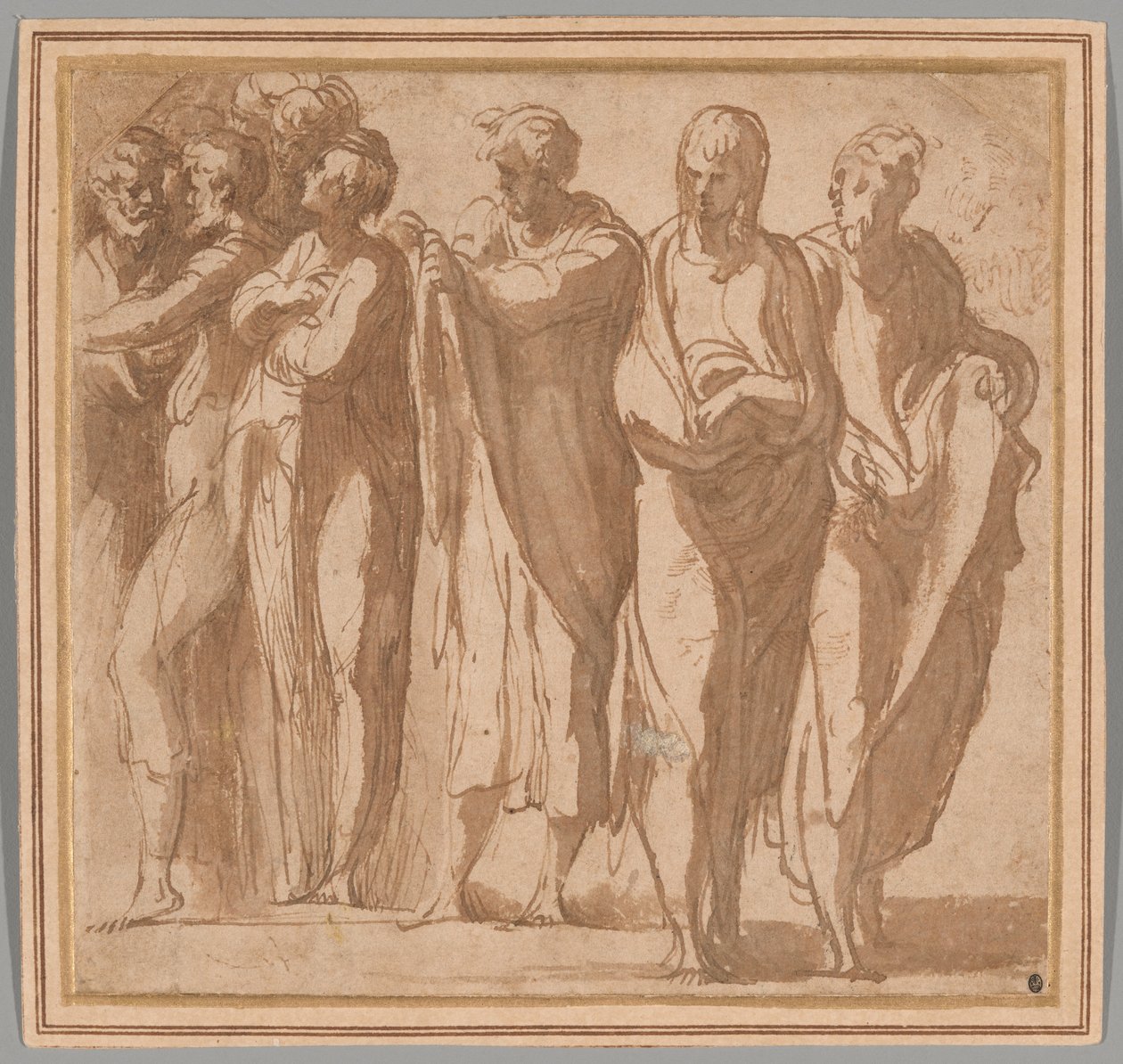 Gruppo di nove figure in piedi da Parmigianino