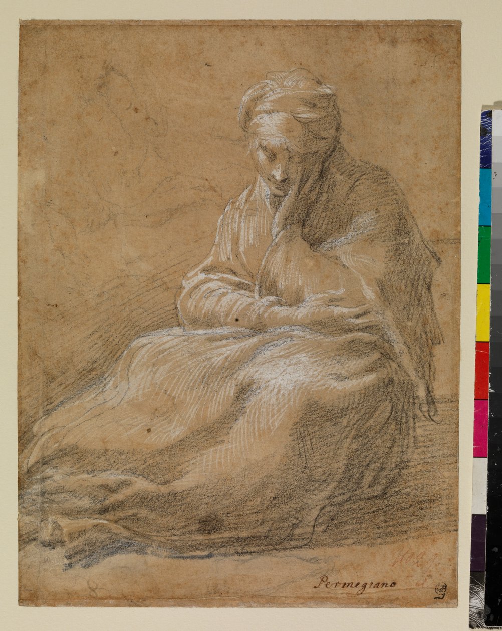 Donna seduta a terra da Parmigianino