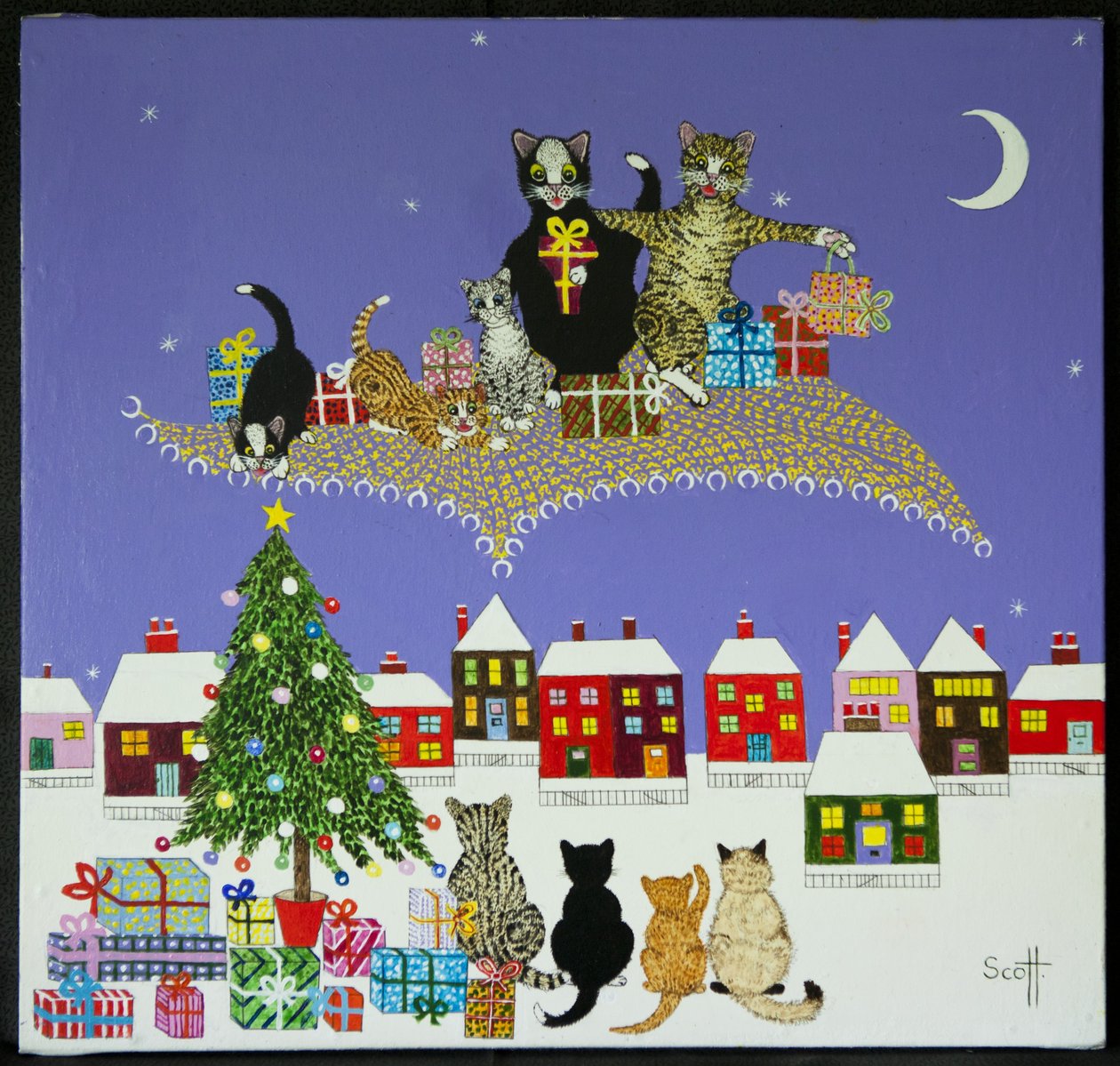 Magia di Natale (acrilico su calico) da Pat Scott