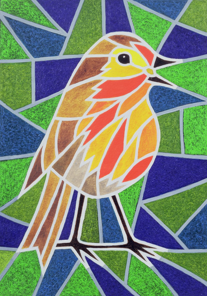 Robin su vetro colorato da Pat Scott