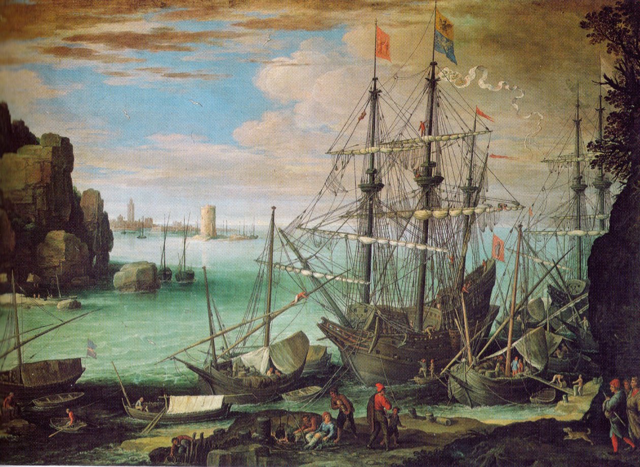 Paesaggio costiero con porto da Paul Bril