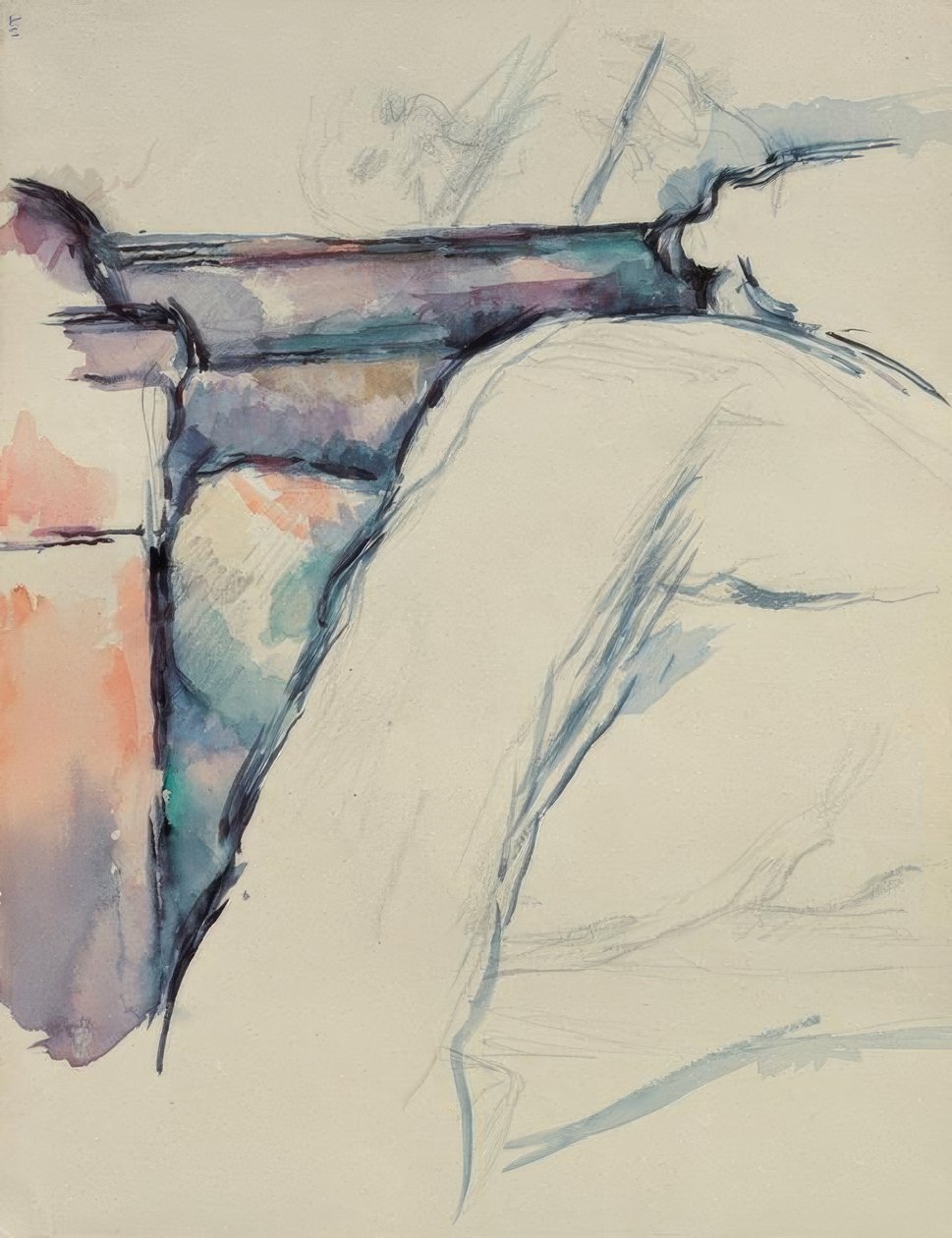 Studio di dettaglio di un letto disfatto da Paul Cézanne