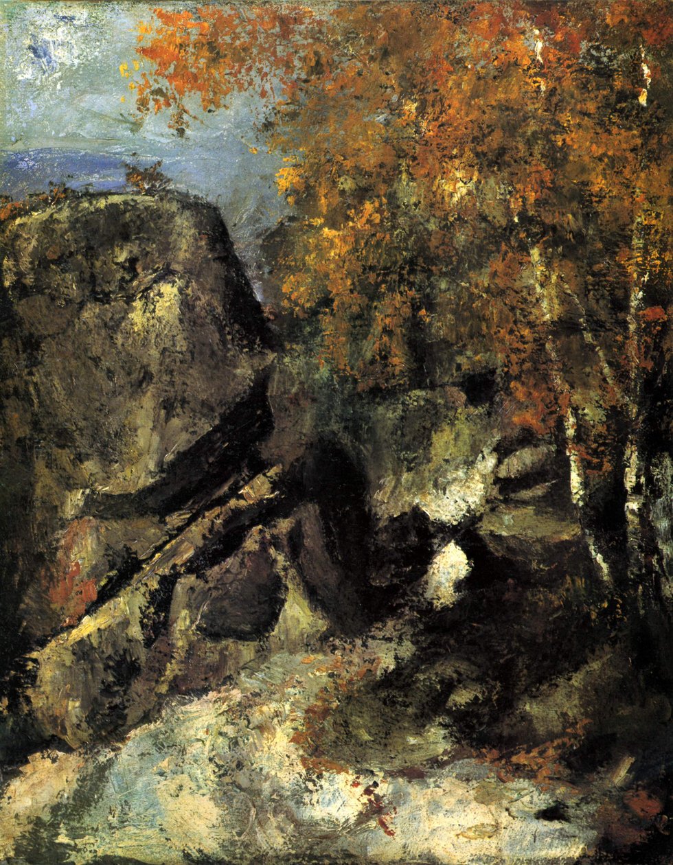 Rocce nella foresta di Fontainebleau da Paul Cézanne
