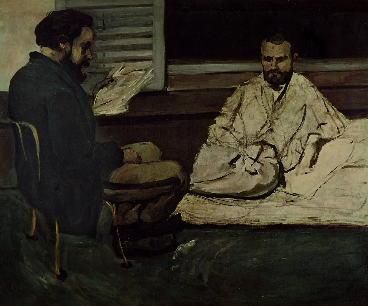 Paul Alexis (1847-1901) legge un manoscritto a Emile Zola (1840-1902) da Paul Cézanne