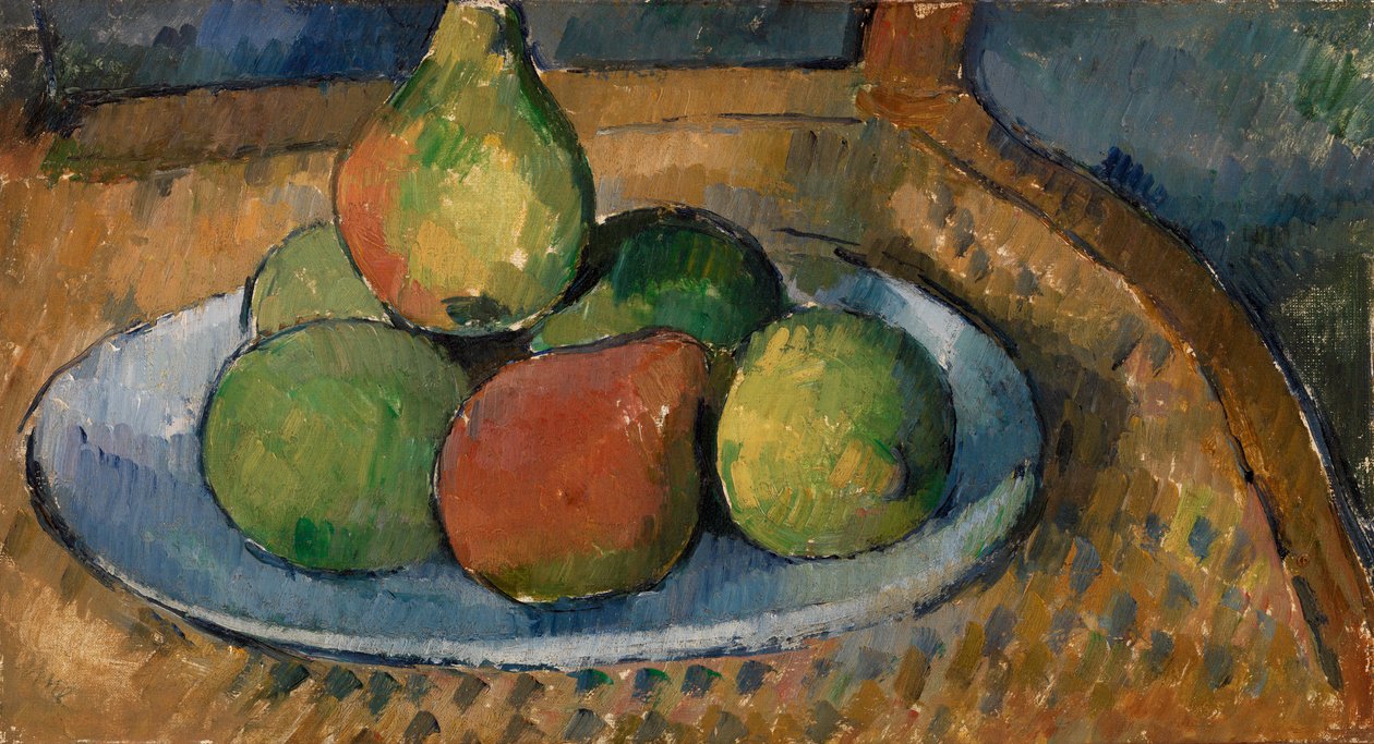 Piatto di frutta su una sedia, 1879-80 da Paul Cézanne