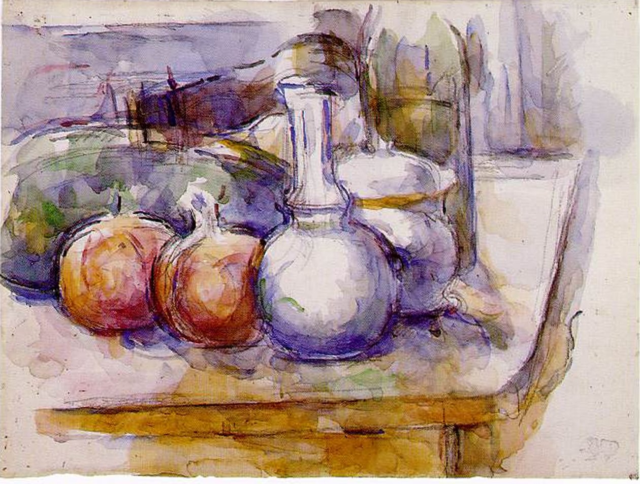 Natura morta: caraffa, bottiglia, melograni, anguria, 1900-06 da Paul Cézanne