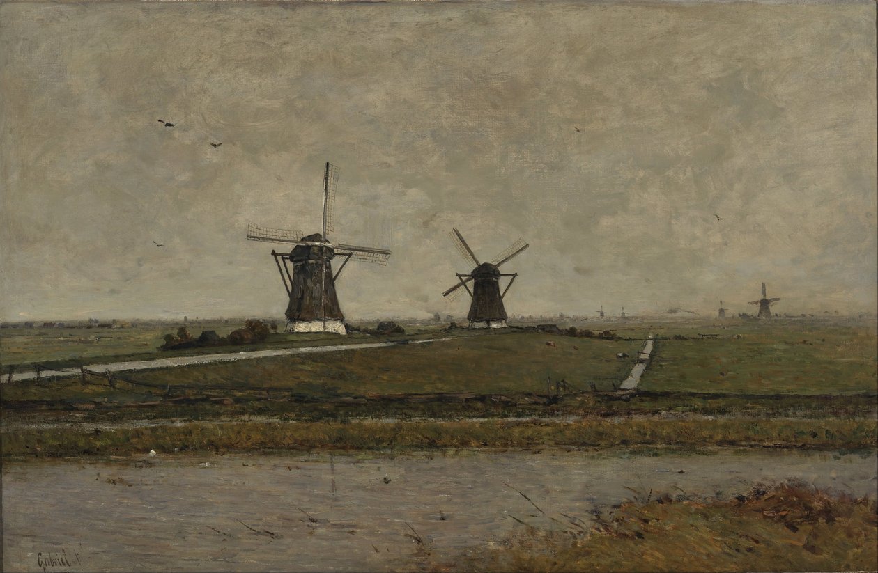Polder con mulini vicino a Overschie da Paul Joseph Constantin Gabriel