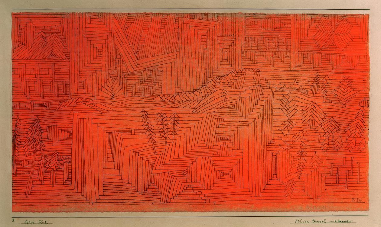 Tempio di roccia con abeti da Paul Klee