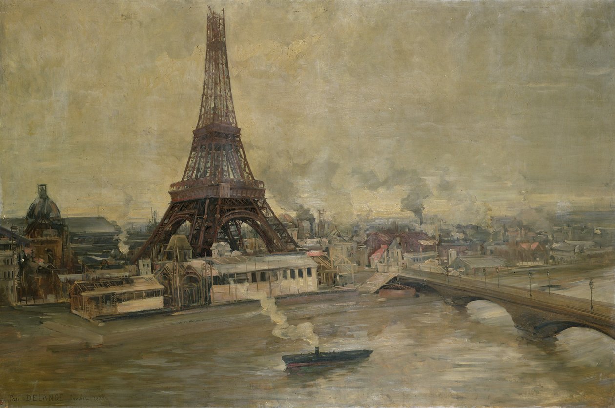 La costruzione della Torre Eiffel, gennaio 1889 da Paul Louis Delance